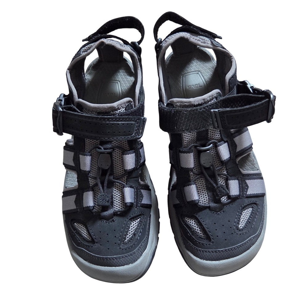 Teva Omnium 2 Mens 8 Hiking Sandals Black Grey Closed Toe Water Shoes Bungee